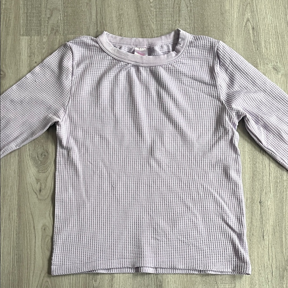 No Boundaries Kids Lavender Long Sleeve Waffle Knit Long Sleeve Shirt